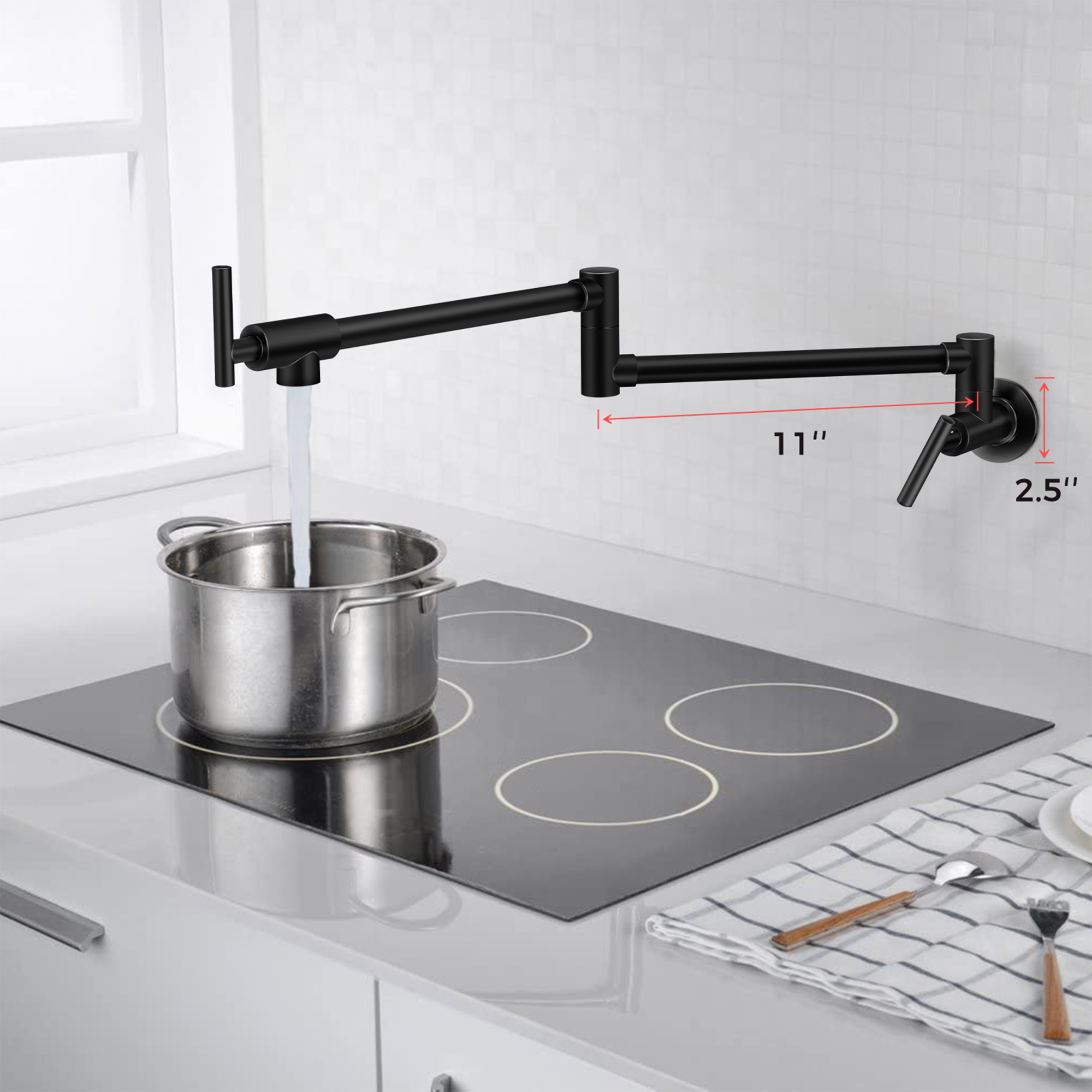 CF-25046 Black Folding Kitchen Faucet-Arrisea