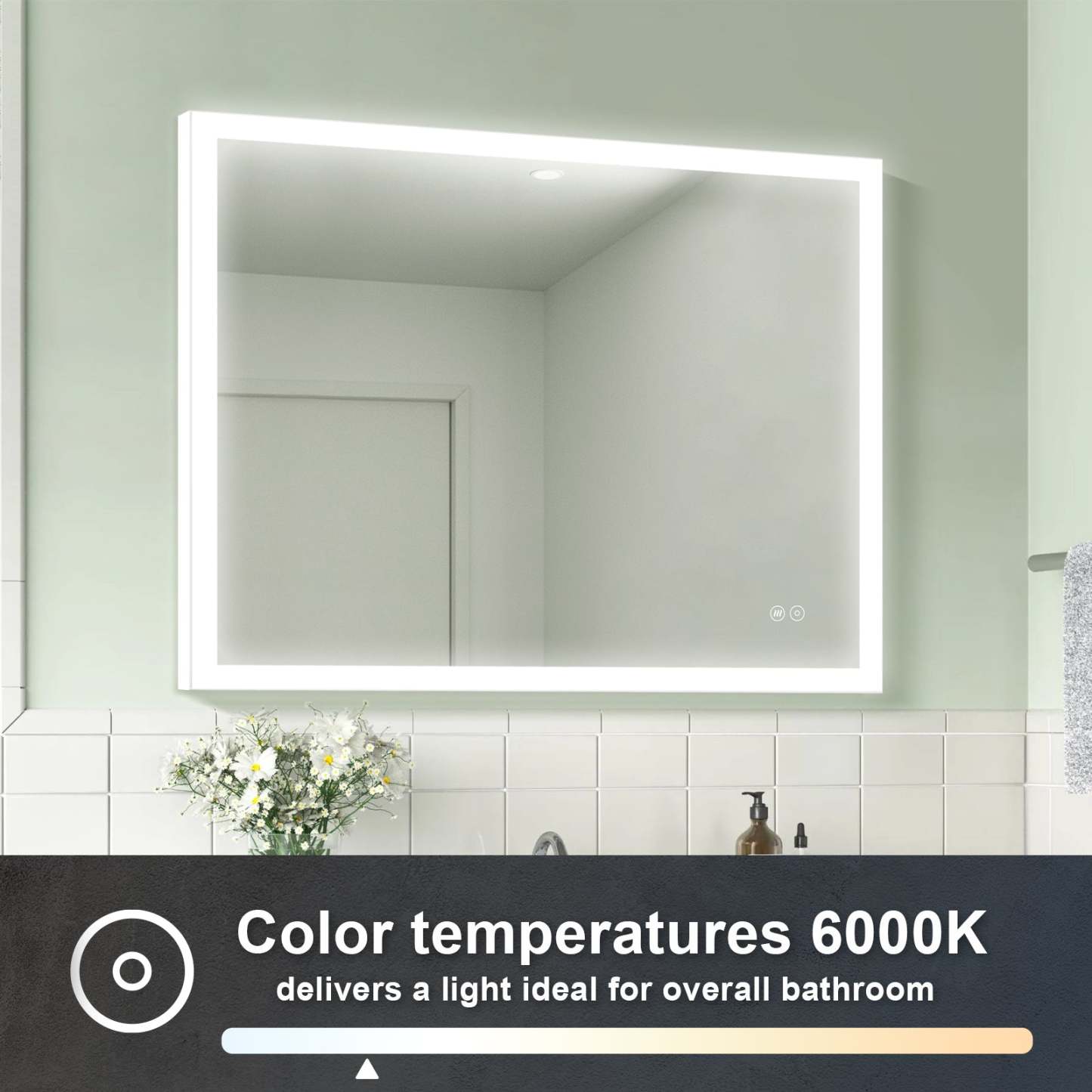 40 in. W x 32 in. H LED Light Mirror Rectangular Fog Free Frameless Bathroom Vanity Mirror-Arrisea