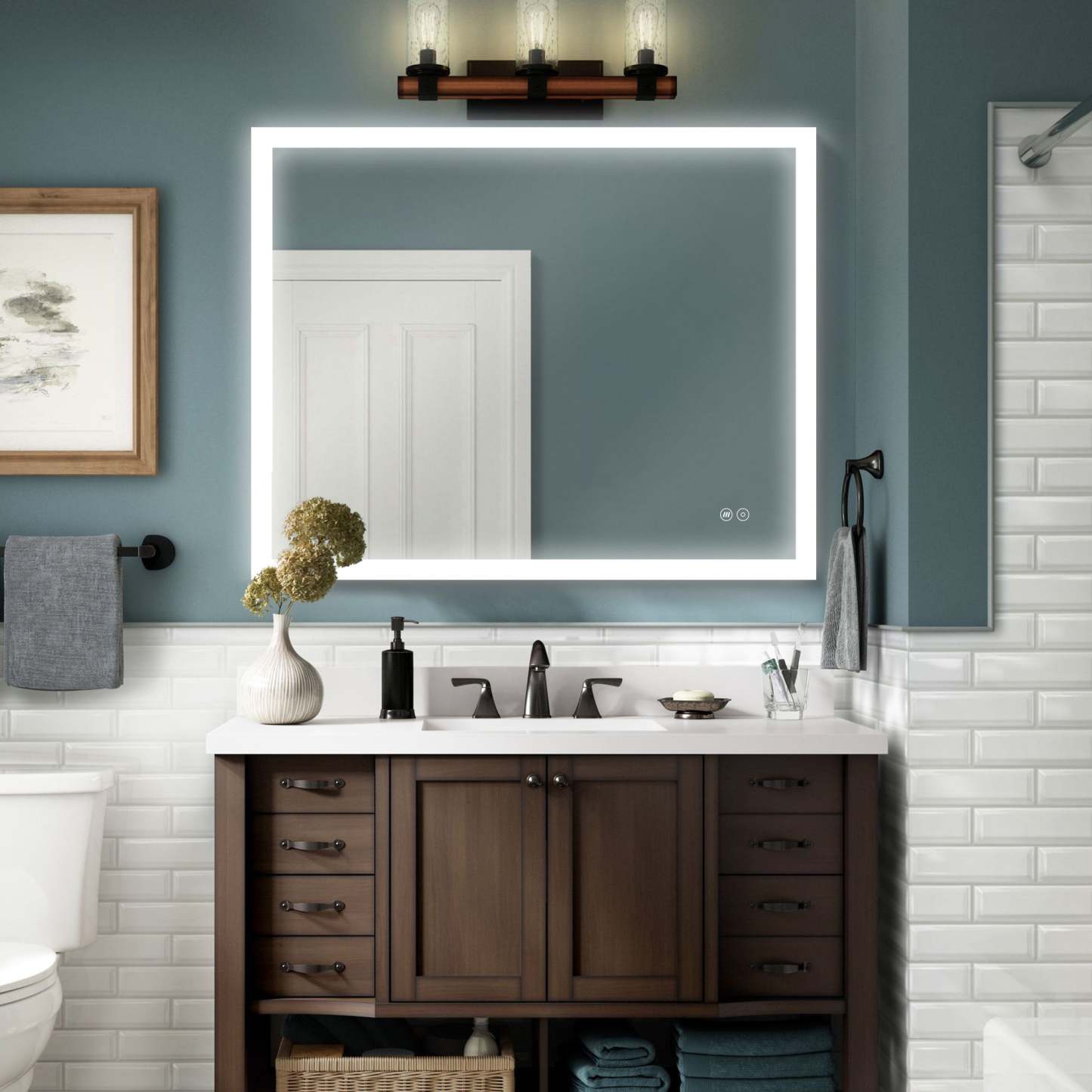 40 in. W x 32 in. H LED Light Mirror Rectangular Fog Free Frameless Bathroom Vanity Mirror-Arrisea