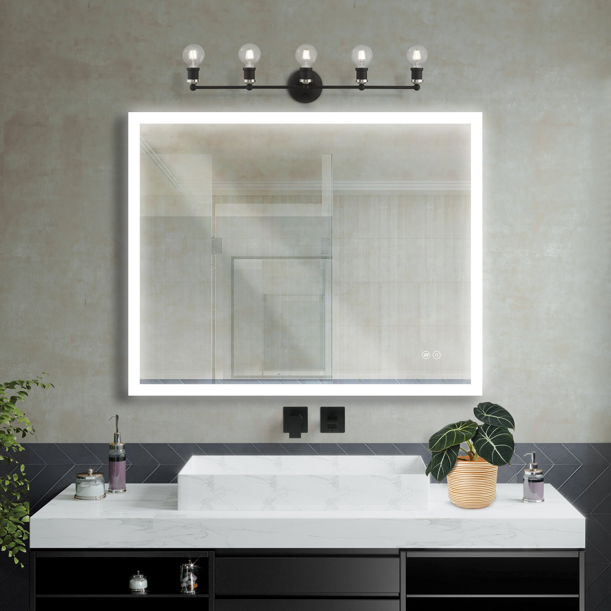 40 in. W x 32 in. H LED Light Mirror Rectangular Fog Free Frameless Bathroom Vanity Mirror-Arrisea