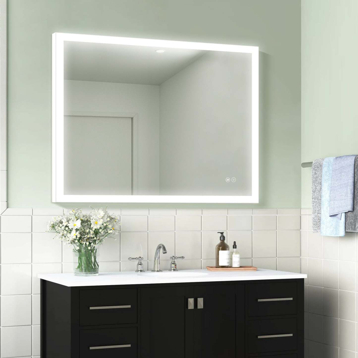 40 in. W x 32 in. H LED Light Mirror Rectangular Fog Free Frameless Bathroom Vanity Mirror-Arrisea