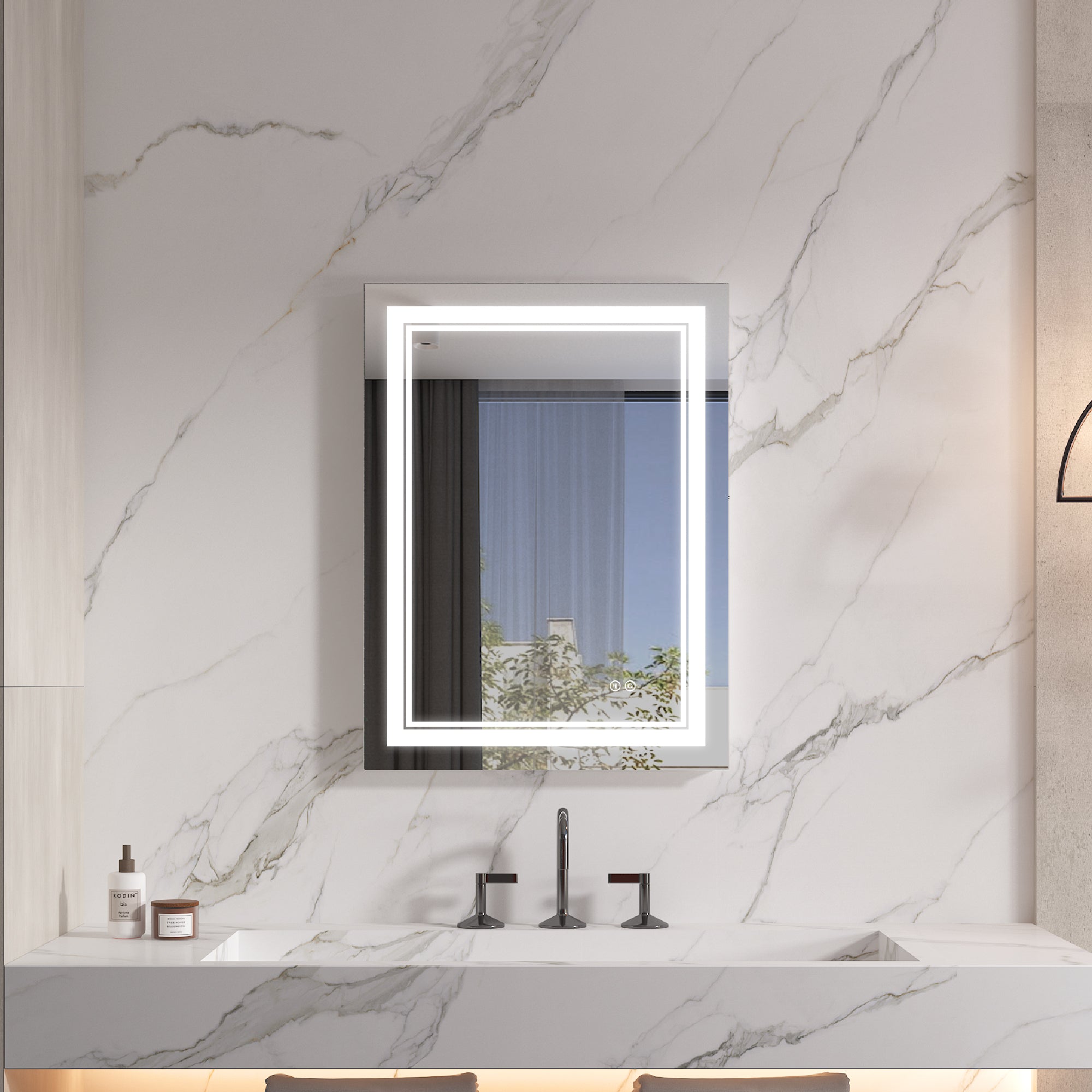 24 in. W x 32 in. H Rectangular Frameless Anti-Fog LED Light Dimmable Bathroom Vanity Mirror in Aluminum-Arrisea