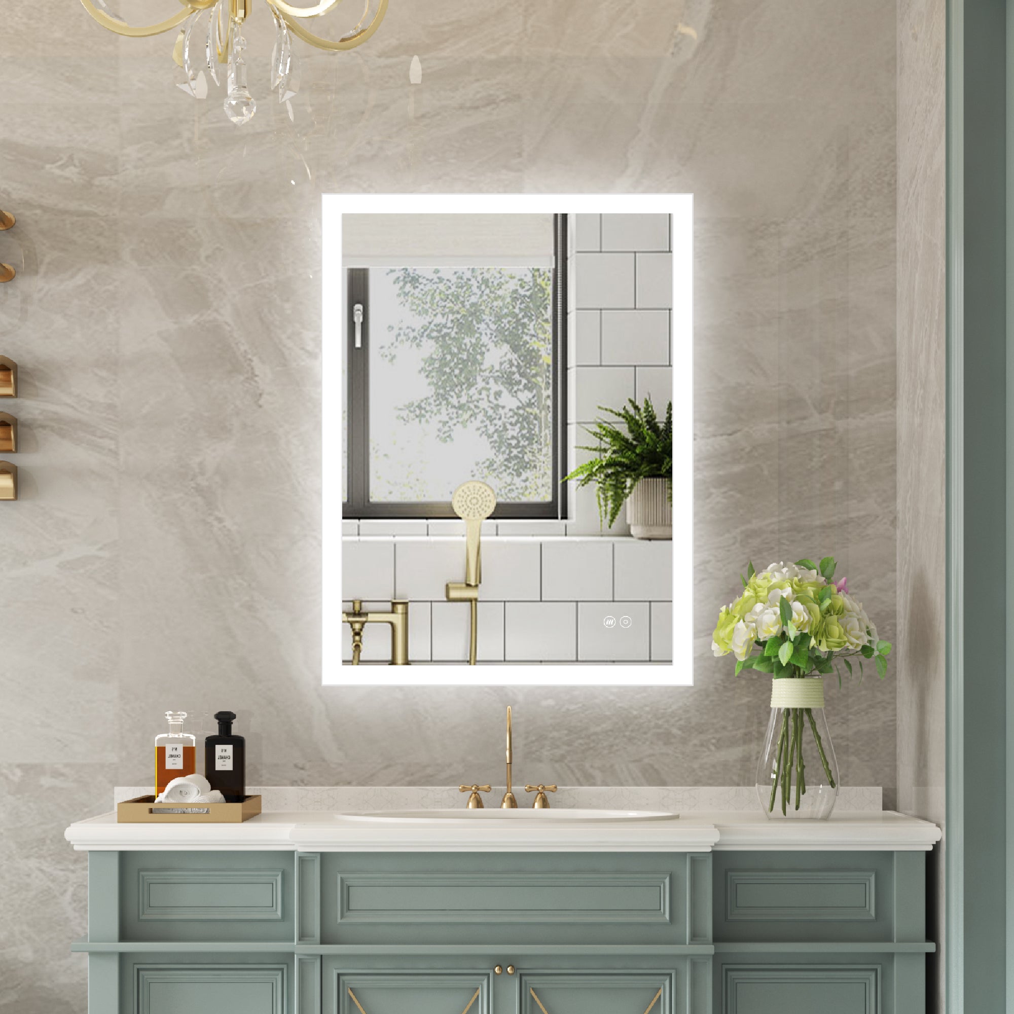 24 in. W x 32 in. H LED Light Mirror Rectangular Fog Free Frameless Bathroom Vanity Mirror-Arrisea