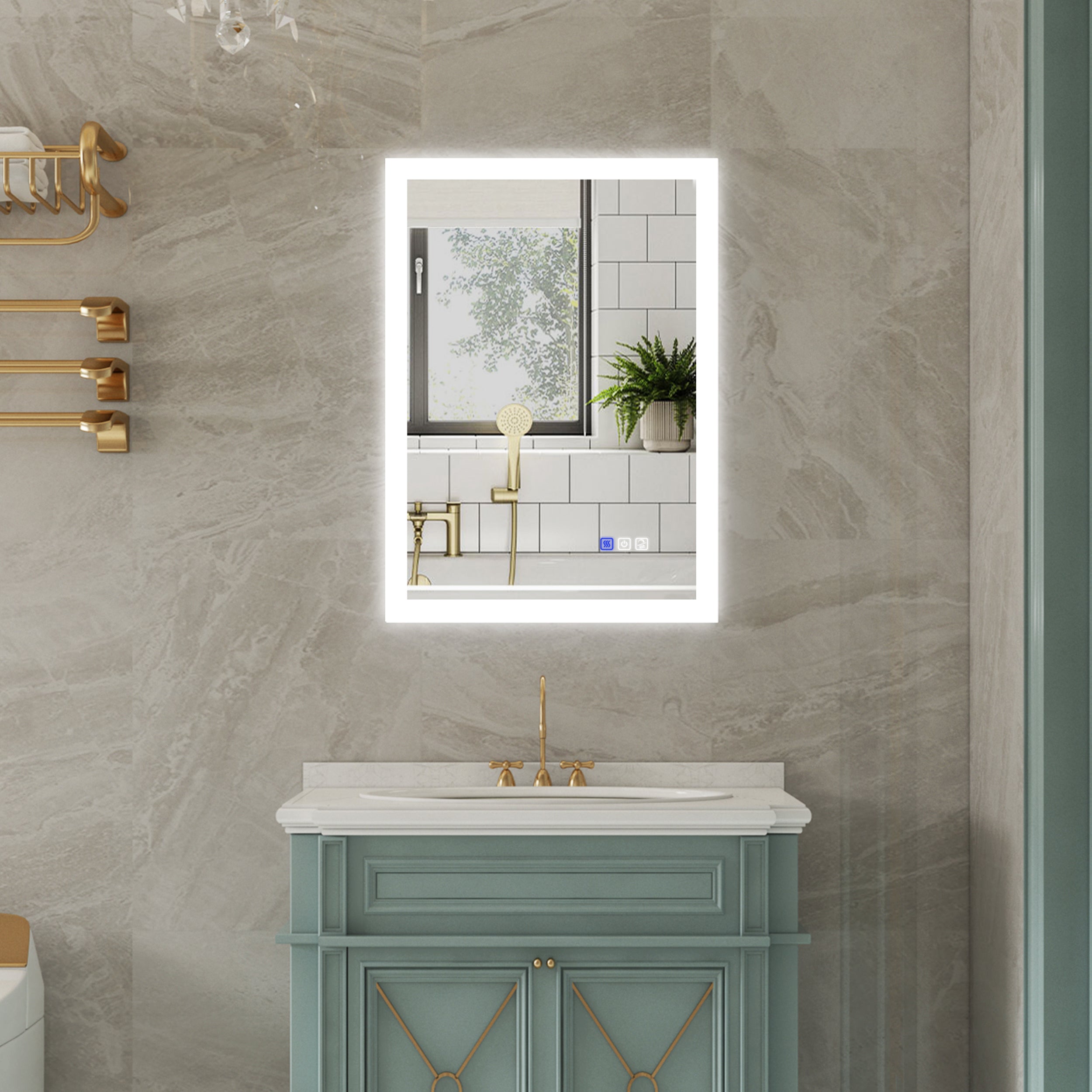 20 in. W x 28 in. H LED Light Mirror Rectangular Fog Free Frameless Bathroom Vanity Mirror-Arrisea