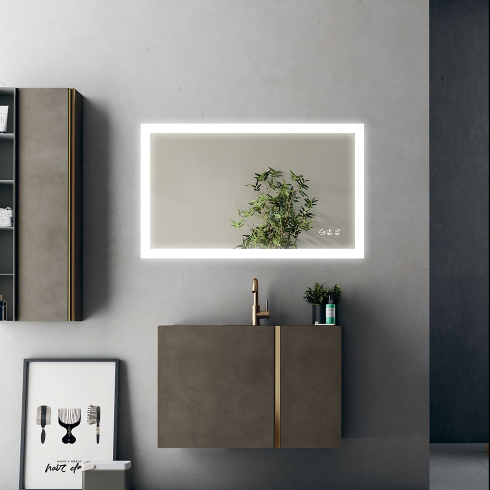 40 in. W x 24 in. H D Frameless LED Bathroom Mirror-Arrisea