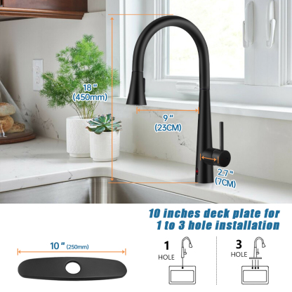 CF-15094 Black Sensor Kitchen Faucet Pull Down Sprayer-Arrisea