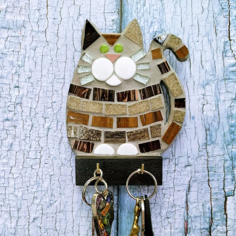 Tabby Cat Keyring Hook mosaic kit