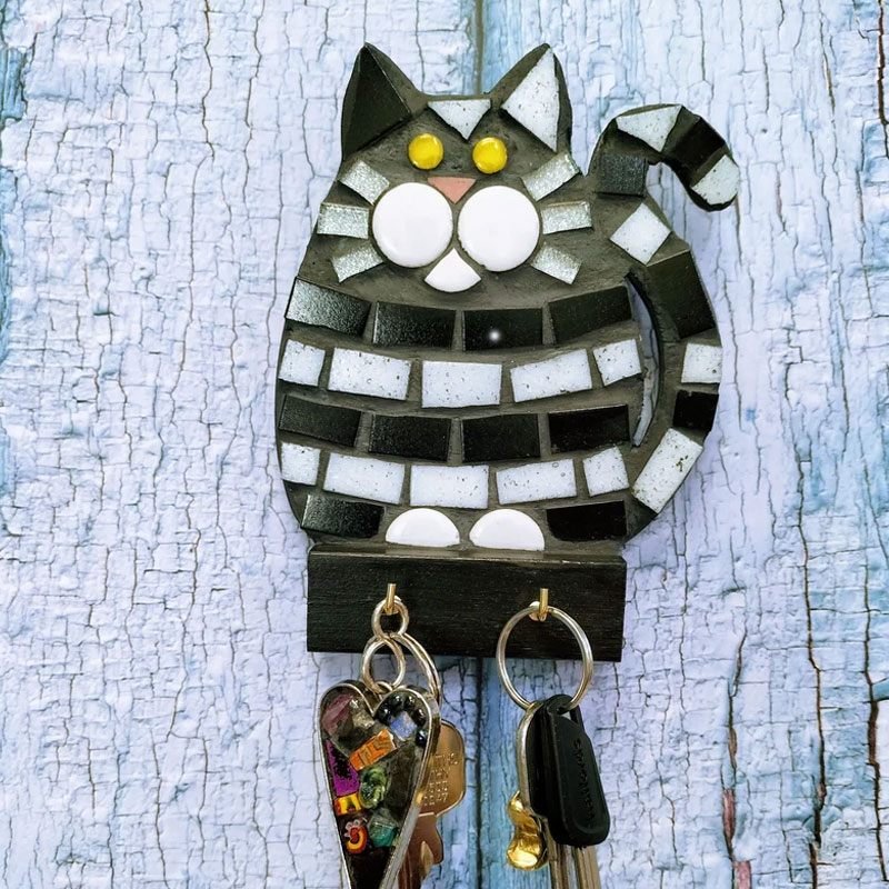 Tabby Cat Keyring Hook mosaic kit