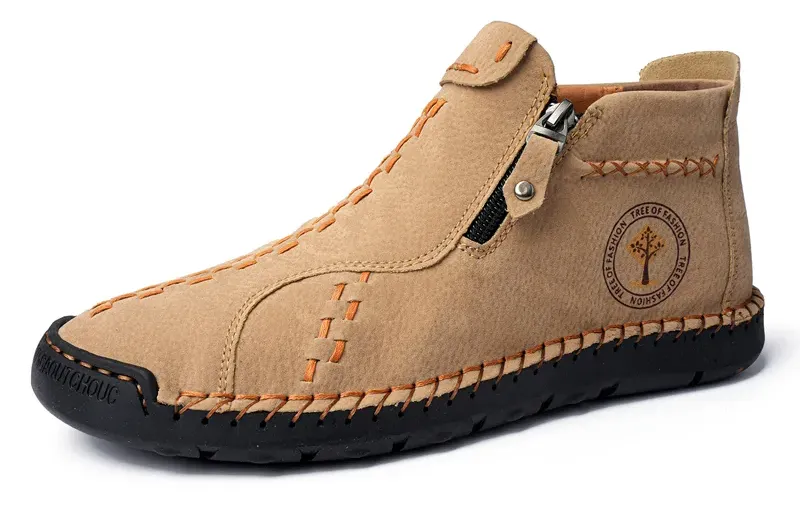 Womens Casual Leather Shoes Ankle Chukka Boots Slip On Lightweight Loafers Mid top Walking Driving Shoes