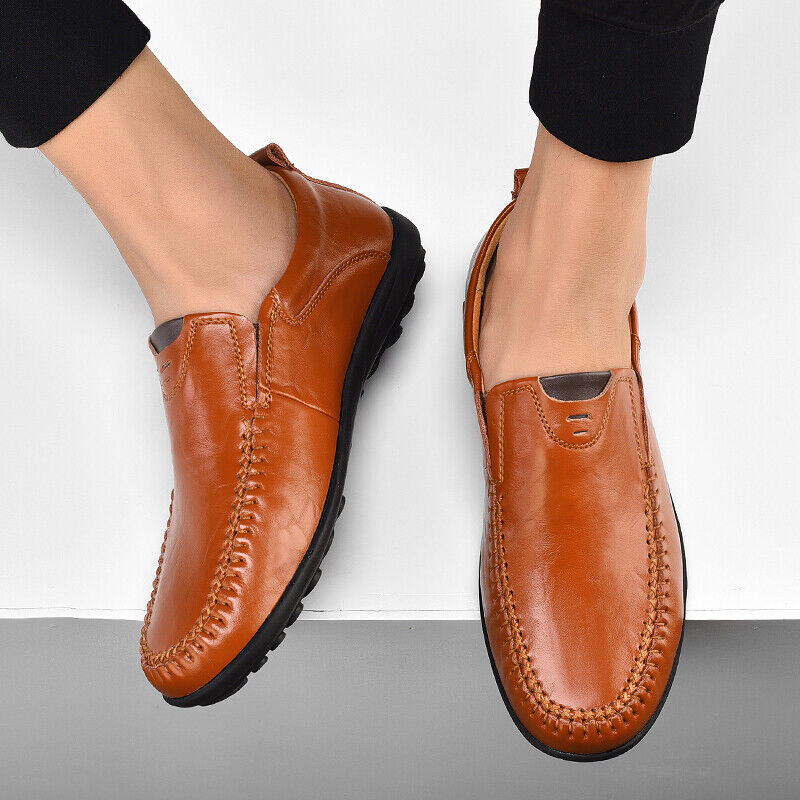 Men&rsquo;s Casual Leather Fashion Slip-on Loafers Shoes Comfortable Driving Size 13 - Picture 8 of 12