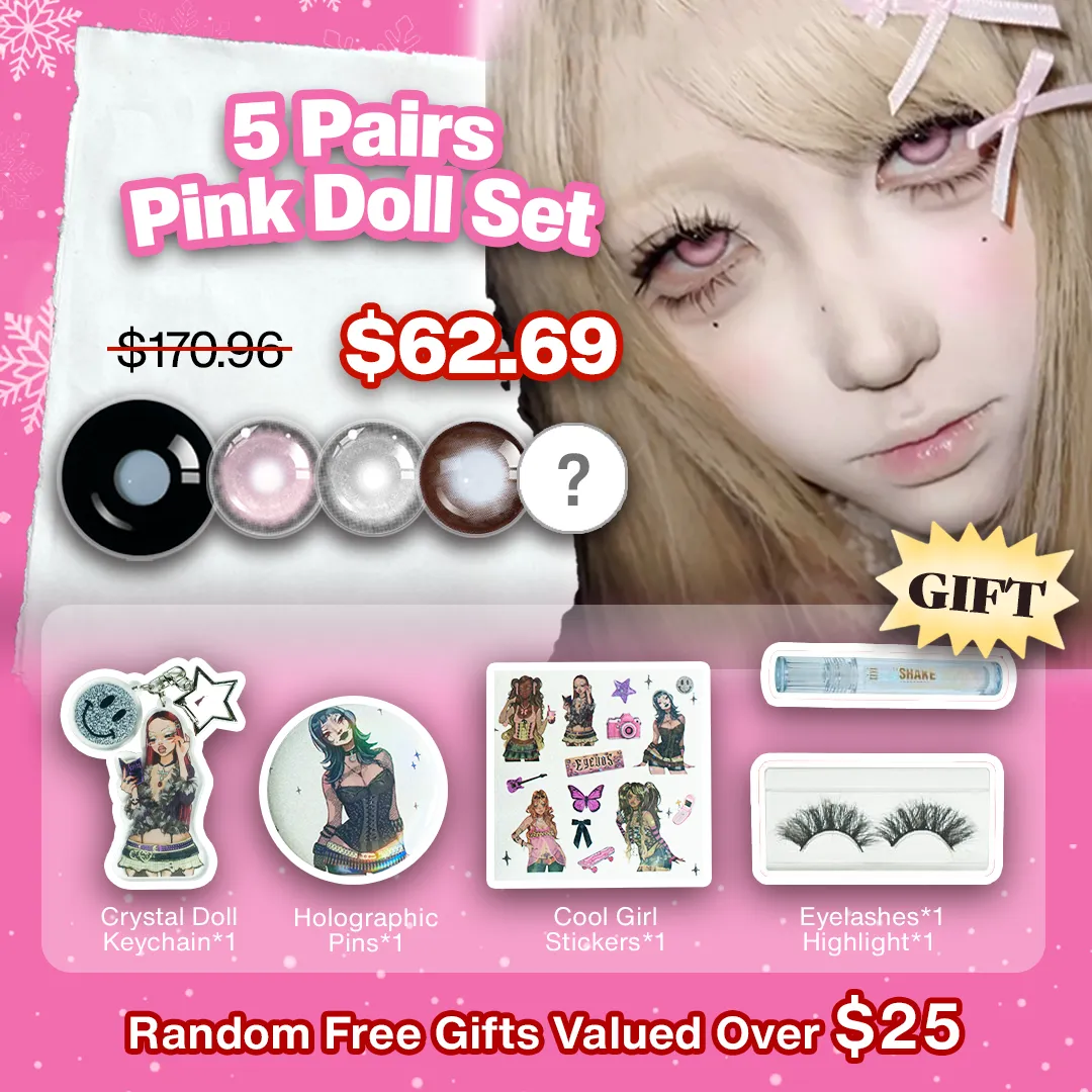 5 Pairs X Pink Doll Set | Bigger | 17mm (Customized✨)