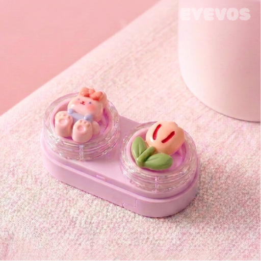 EYEVOS Bunny 2-in-1 Contact Lens Case with Built-in Applicator