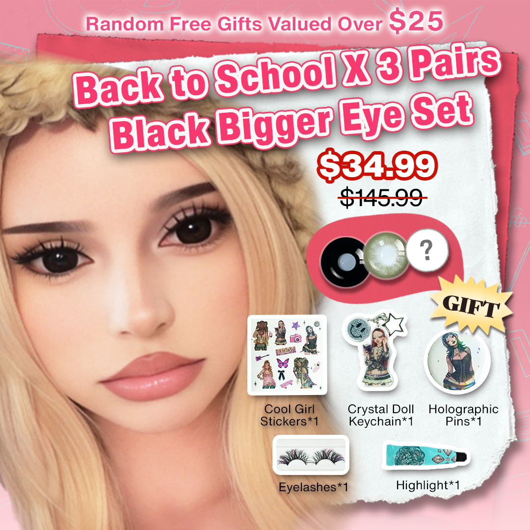 Back to School X 3 Pairs Black Bigger Eye Set | 17mm (Customized✨)