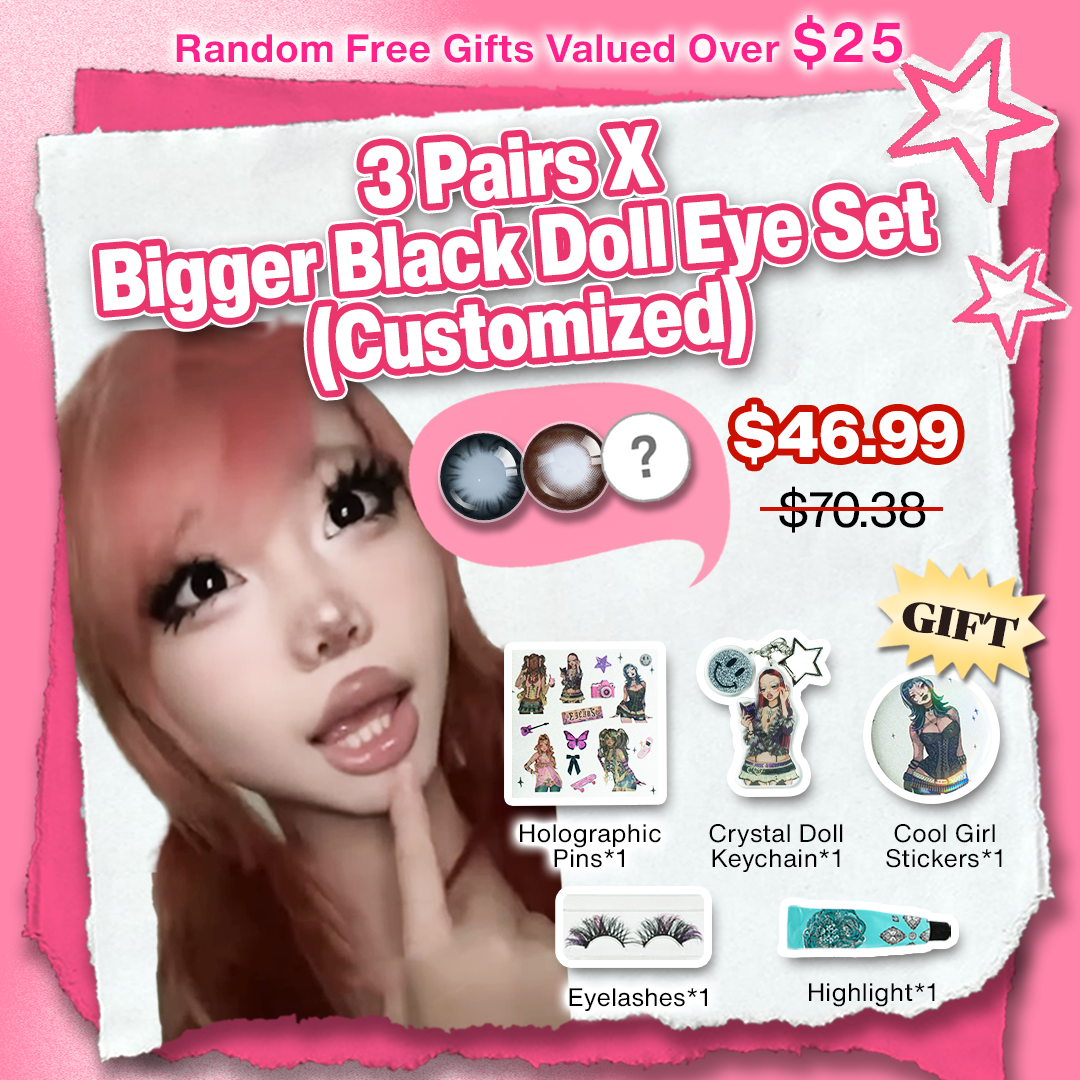 3 Pairs X Bigger Black Doll Eye Set (Customized✨)