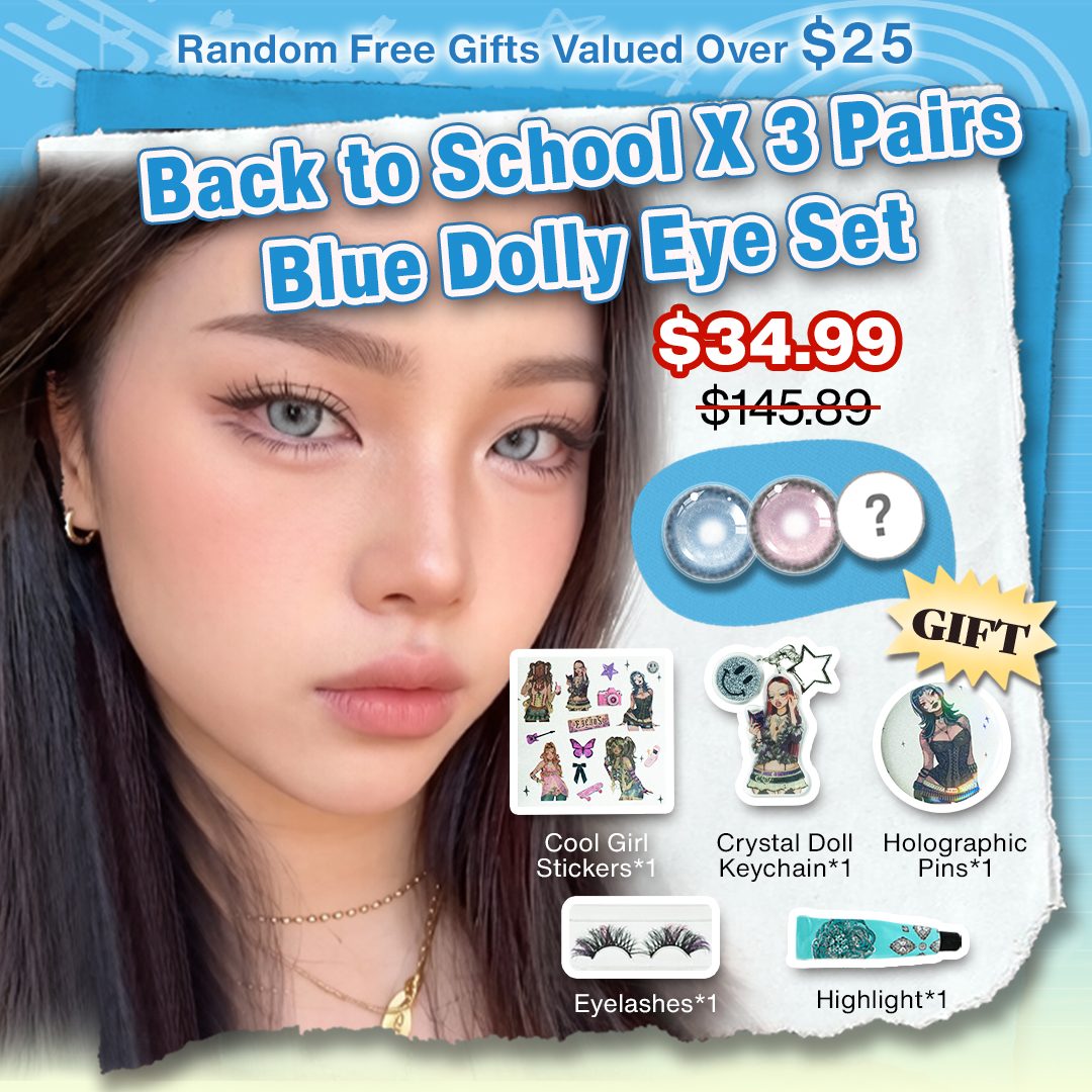 Back to School X 3 Pairs Blue Dolly Eye Set | Bigger (Customized✨)