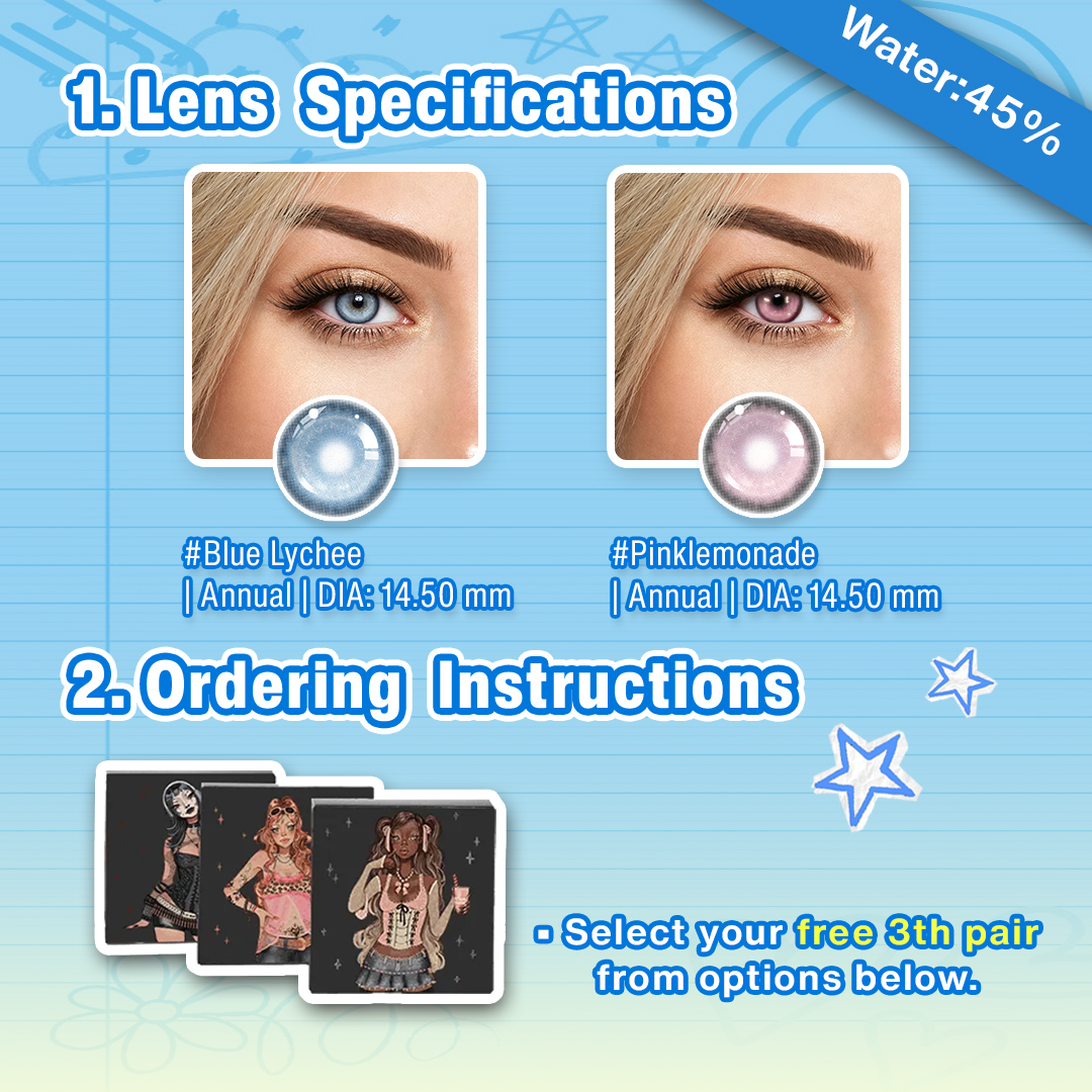 Back to School X 3 Pairs Blue Dolly Eye Set | Bigger (Customized✨)