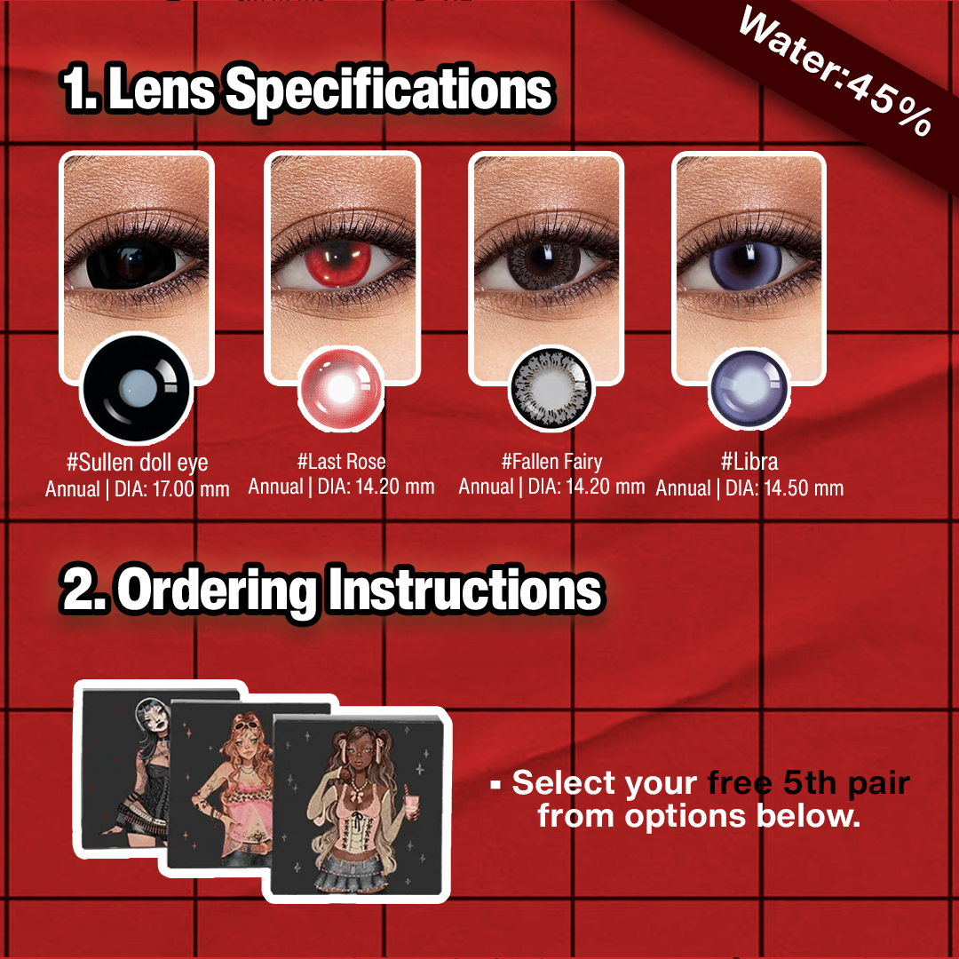 5 Pairs x Fairy Doll Eye Set | Black | Enlarge | 17mm (Customized✨)