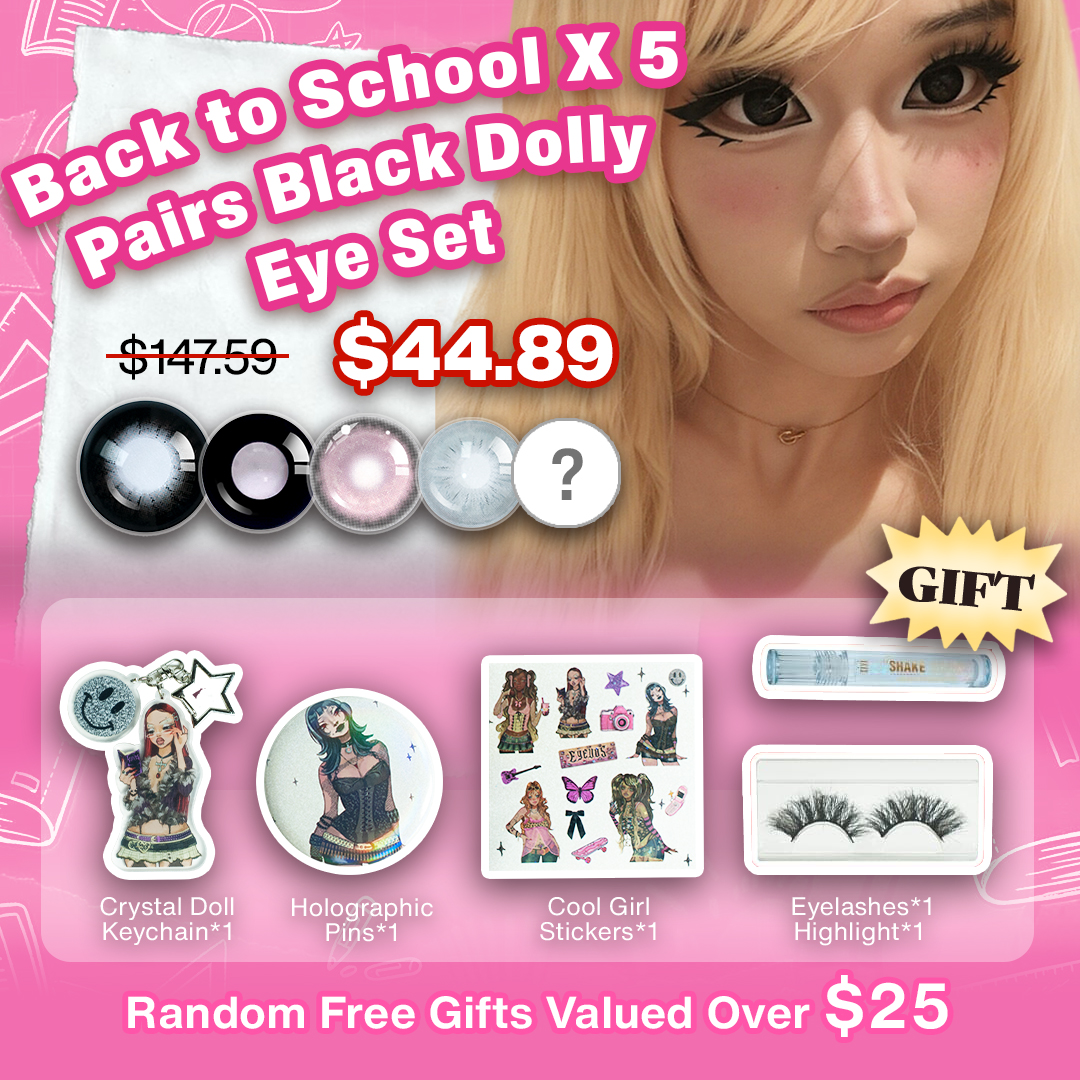 Back to School X 5 Pairs Black Dolly Eye Set | Bigger | 17mm (Customized✨)