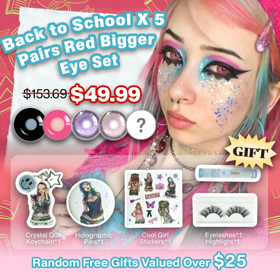 Back to School X 5 Pairs Red Bigger Eye Set  | Bigger | 17mm (Customized✨)