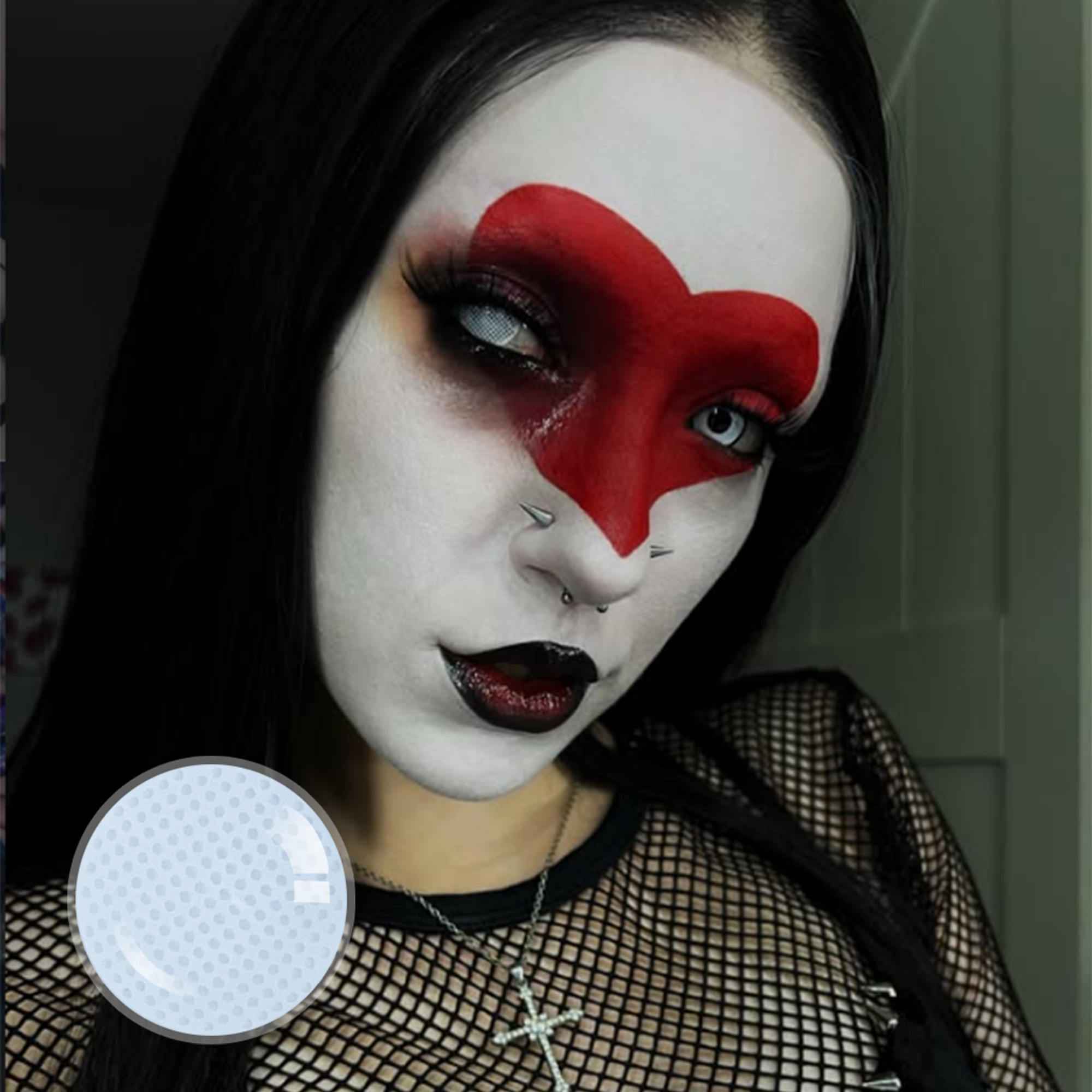 spookybabeex X Gridding White Contact Lenses
