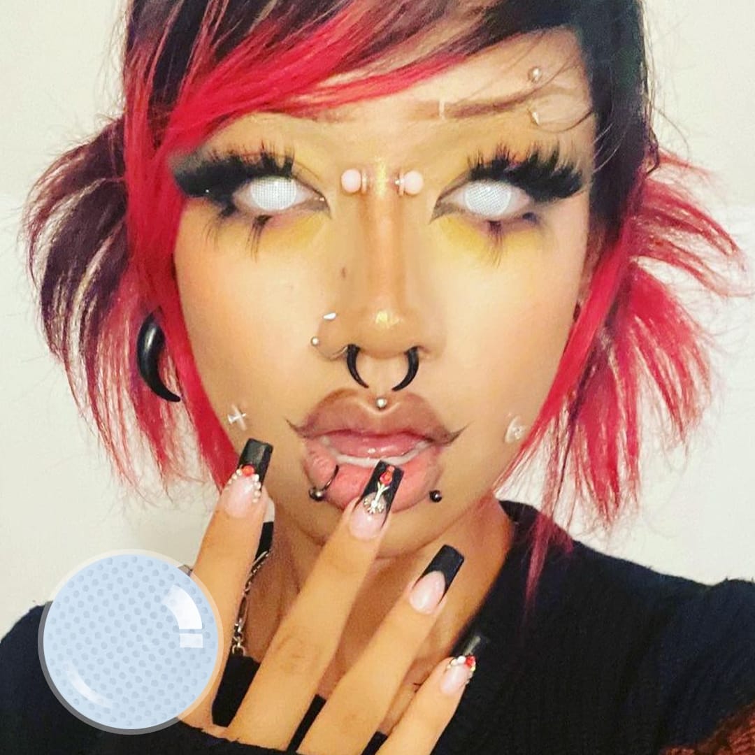 Cat's Gridding White Contact Lenses