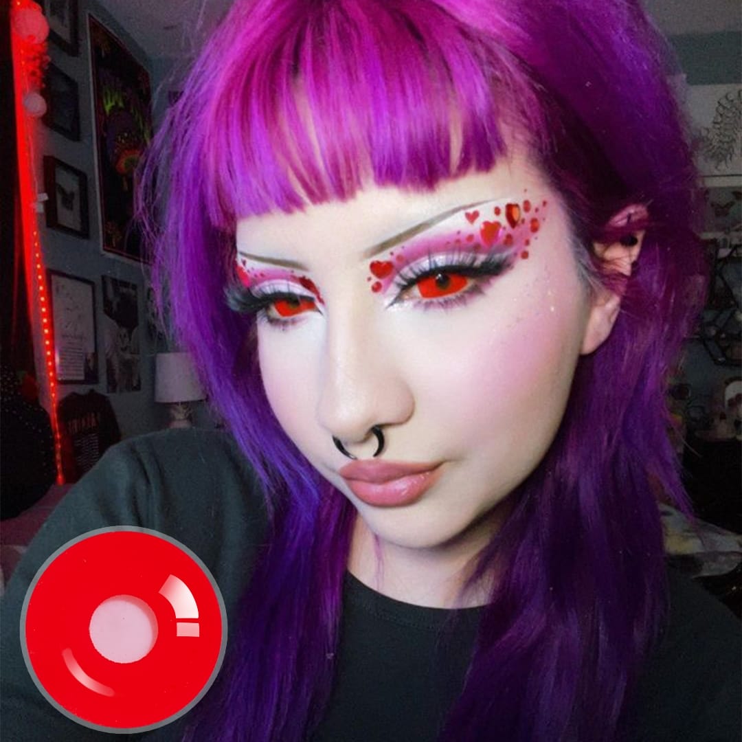 Alexis' Red Demon Doll Eye Mini Sclera Contact Lenses (17MM)