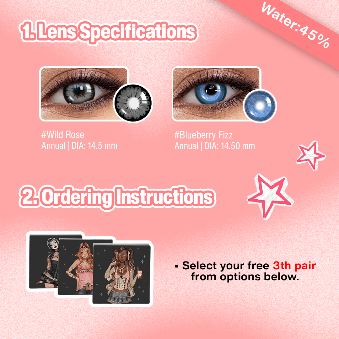 3 Pairs x Spring Vacay Eye Set | Black | Blue | 1 Year (Customized✨)
