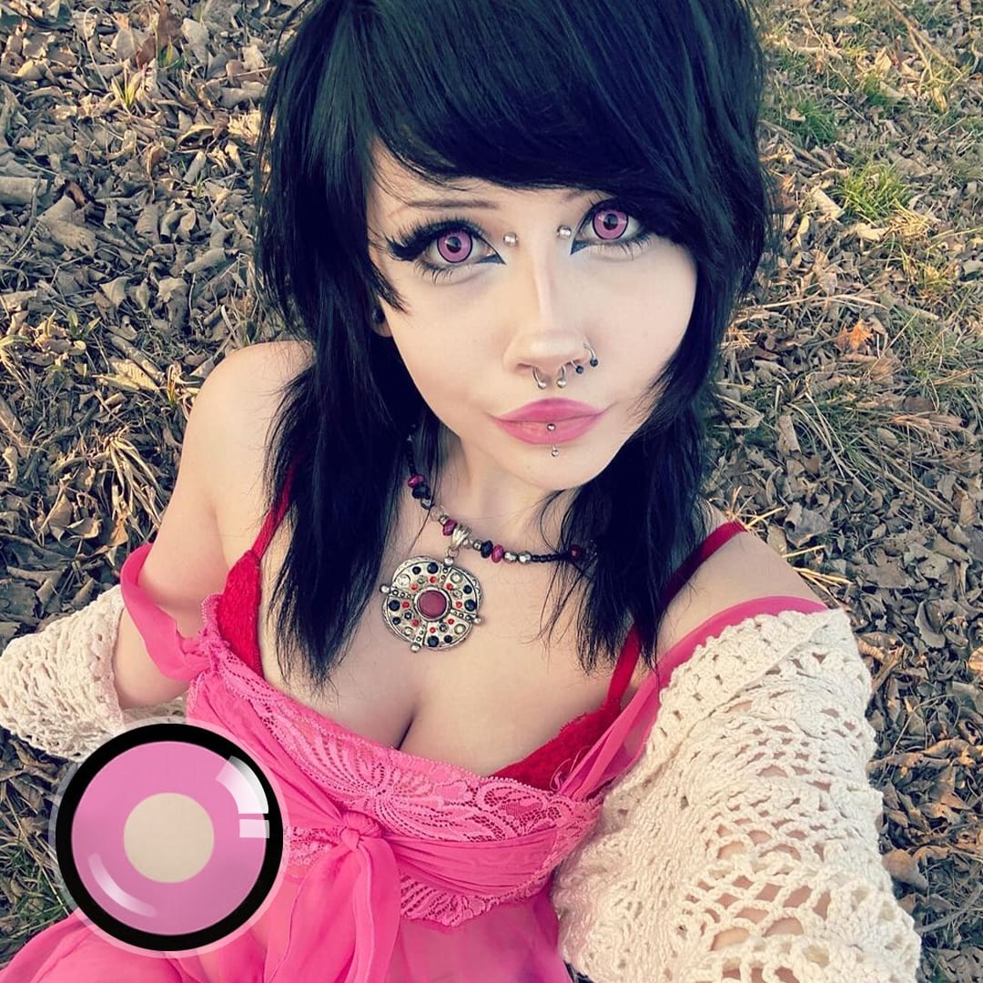 Kat Anime Cloud Rim Pink Contact Lenses