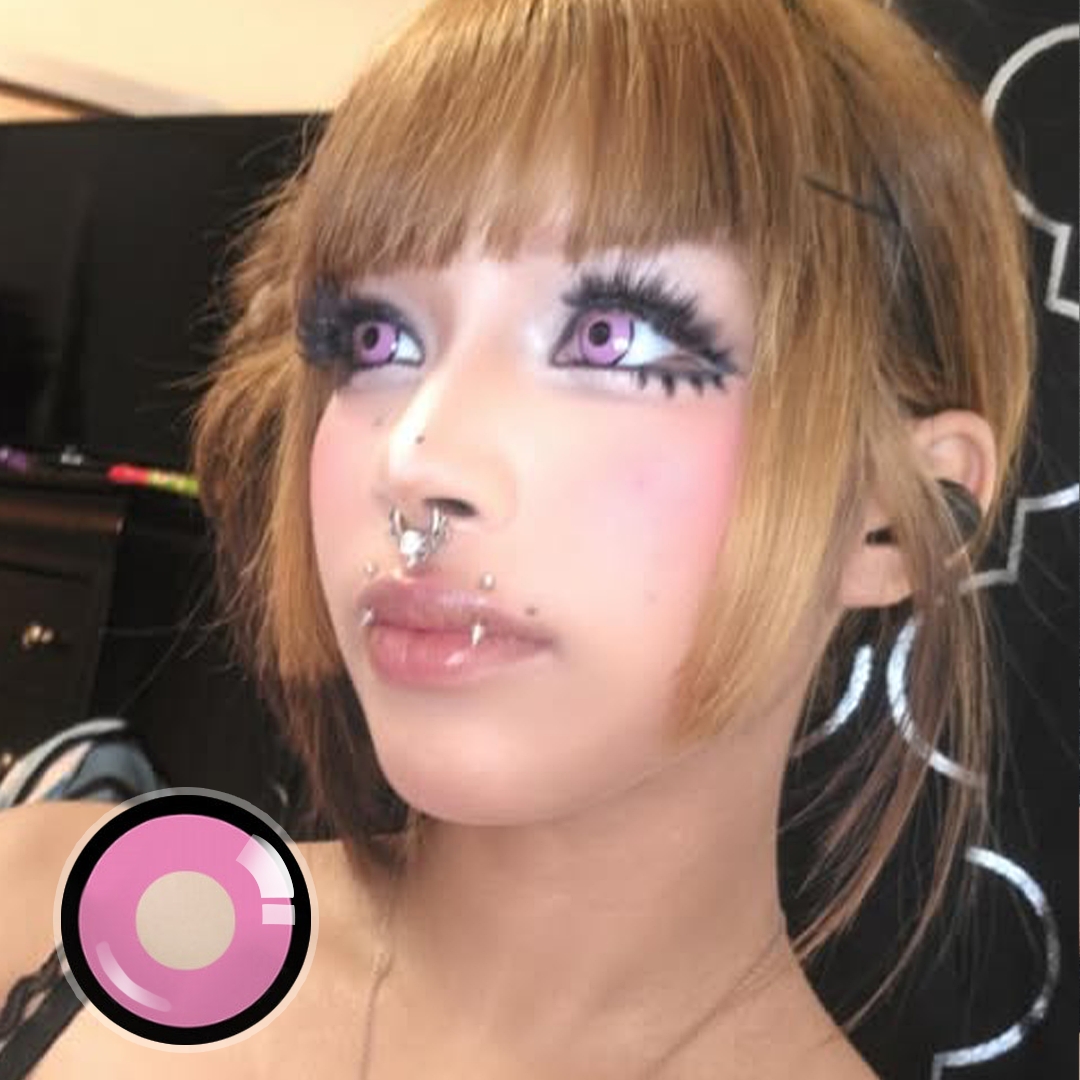 Gyaruuu_00's Anime Cloud Rim Pink Contact Lenses