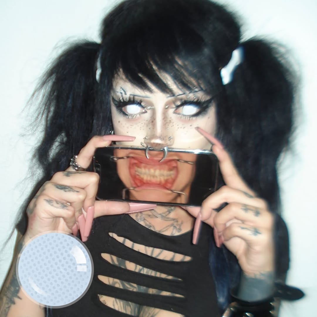 Gridding White (Halloween) Contact Lenses