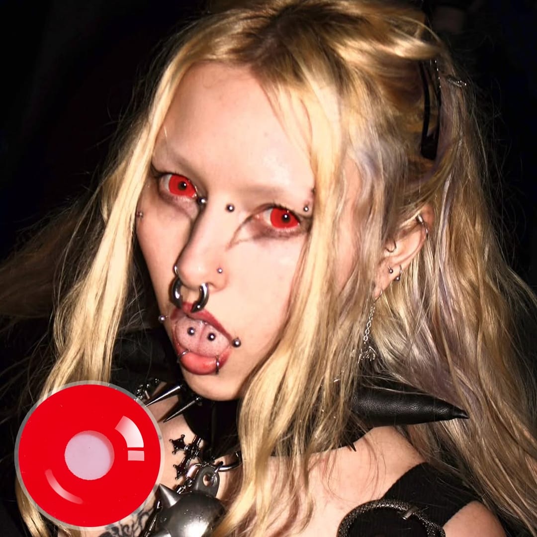 Red Demon Doll Eye Mini Sclera (Halloween) Contact Lenses (17MM)