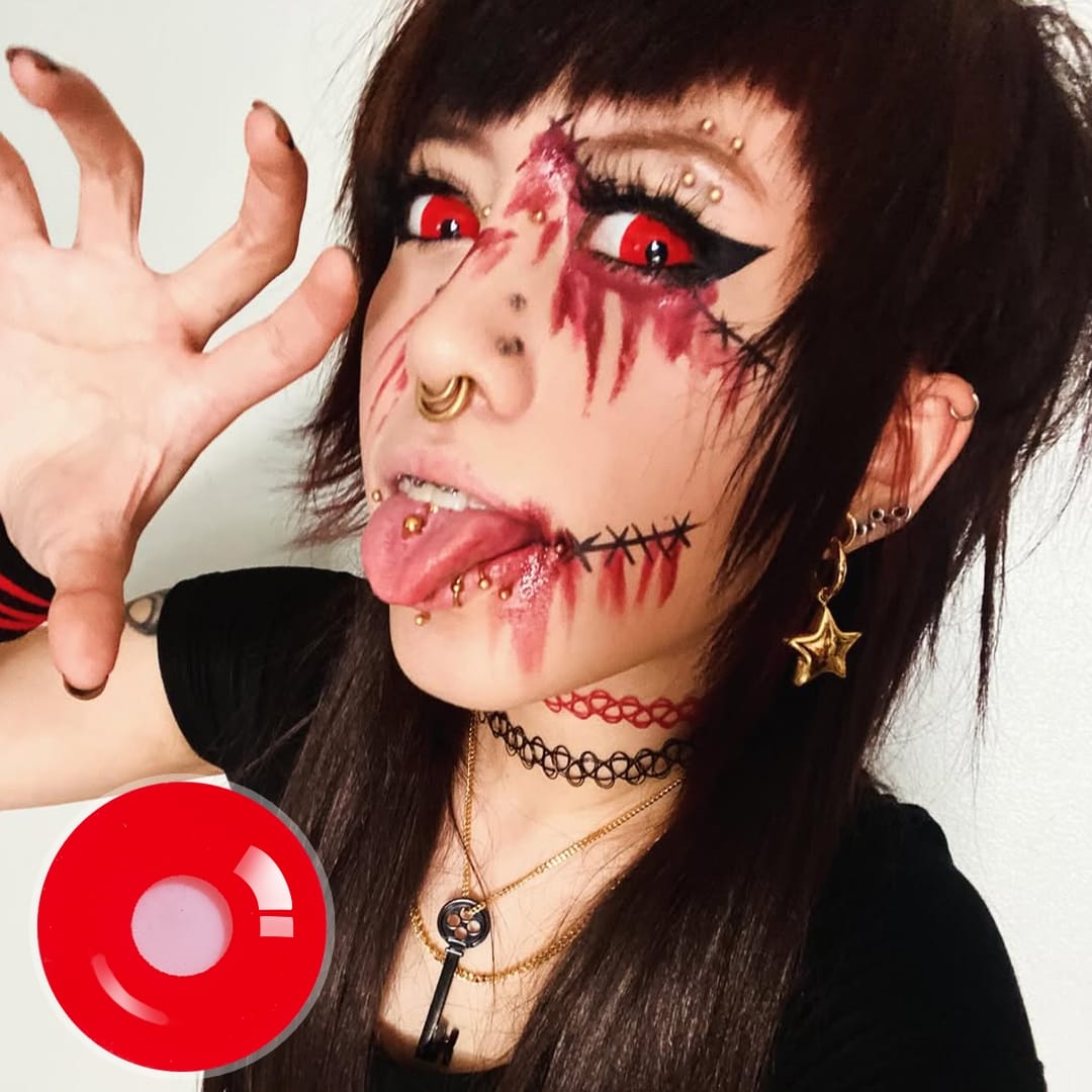 Red Demon Doll Eye Mini Sclera (Halloween) Contact Lenses (17MM)