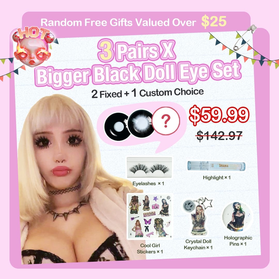 3 Pairs X Bigger Black Doll Eye Set (Customized✨)