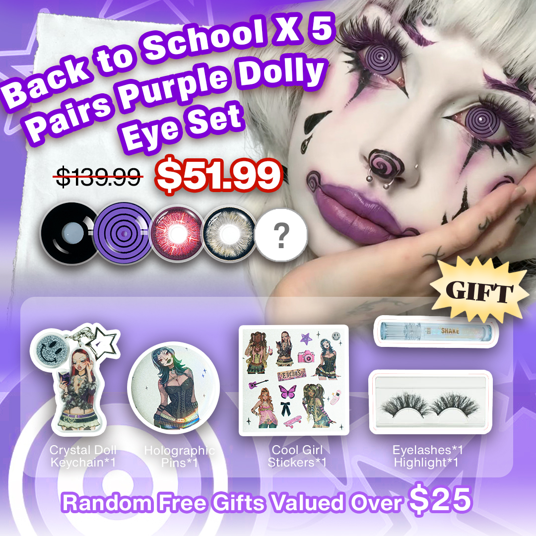 Back to School X 5 Pairs Purple Dolly Eye Set | 17mm (Customized✨)