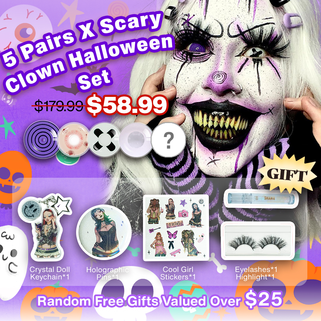 5 Pairs X Scary Clown Halloween Set | 17mm (Customized✨)