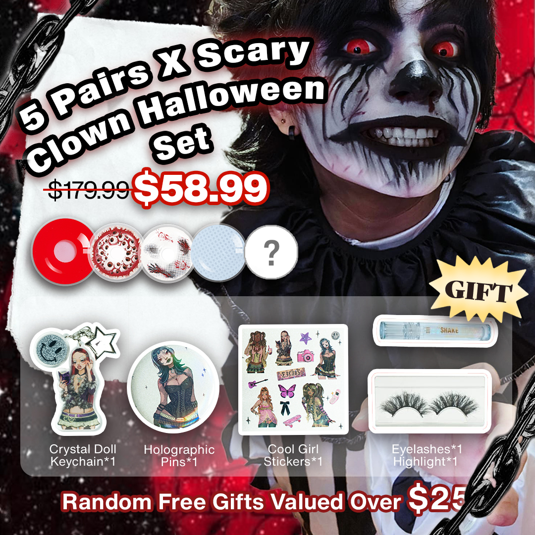 5 Pairs X Scary Clown Halloween Set | 17mm (Customized✨)
