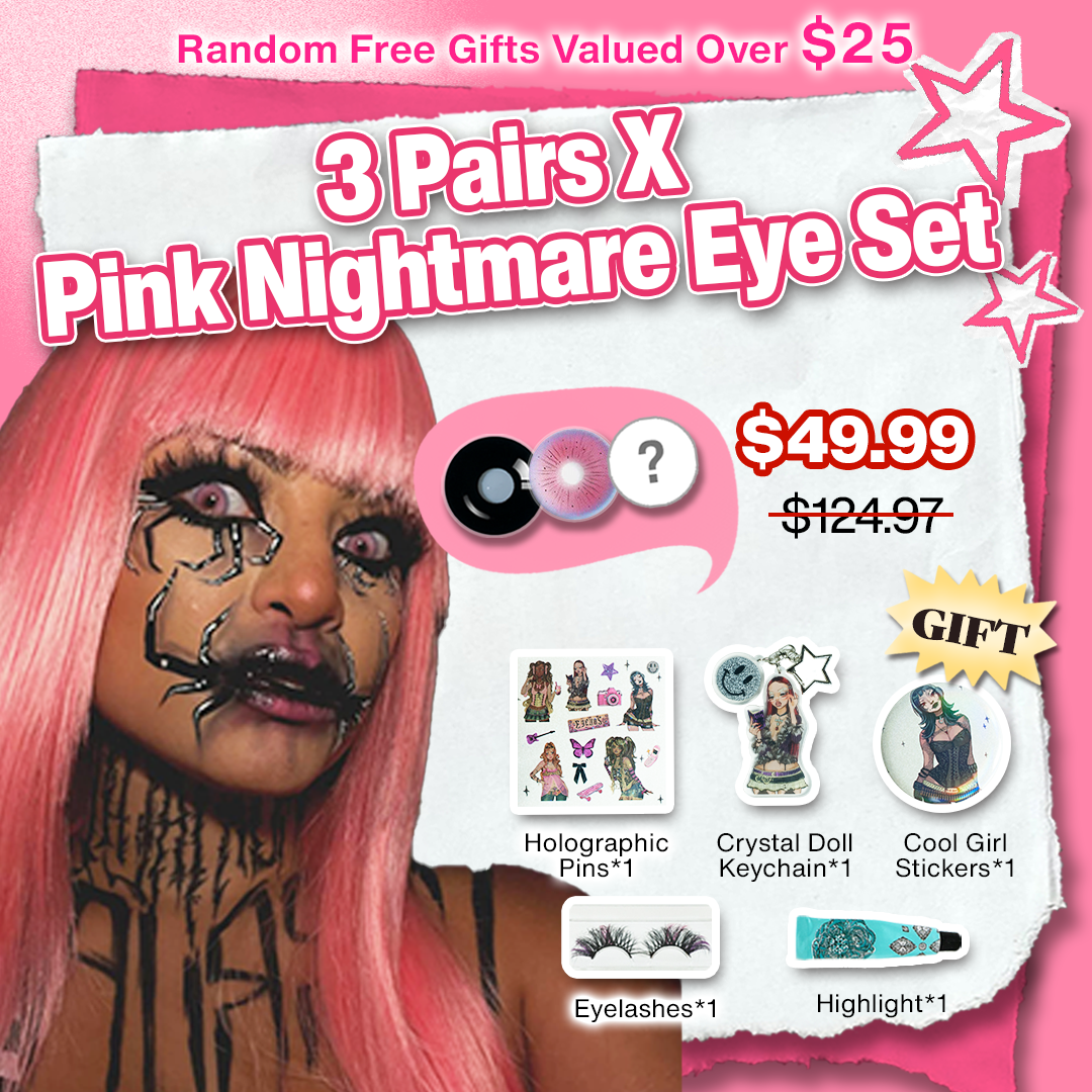 3 Pairs X Pink Nightmare Eye Set (Customized✨) 