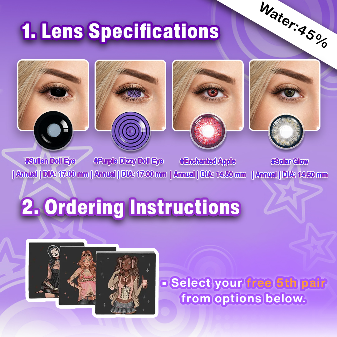 Back to School X 5 Pairs Purple Dolly Eye Set | 17mm (Customized✨)