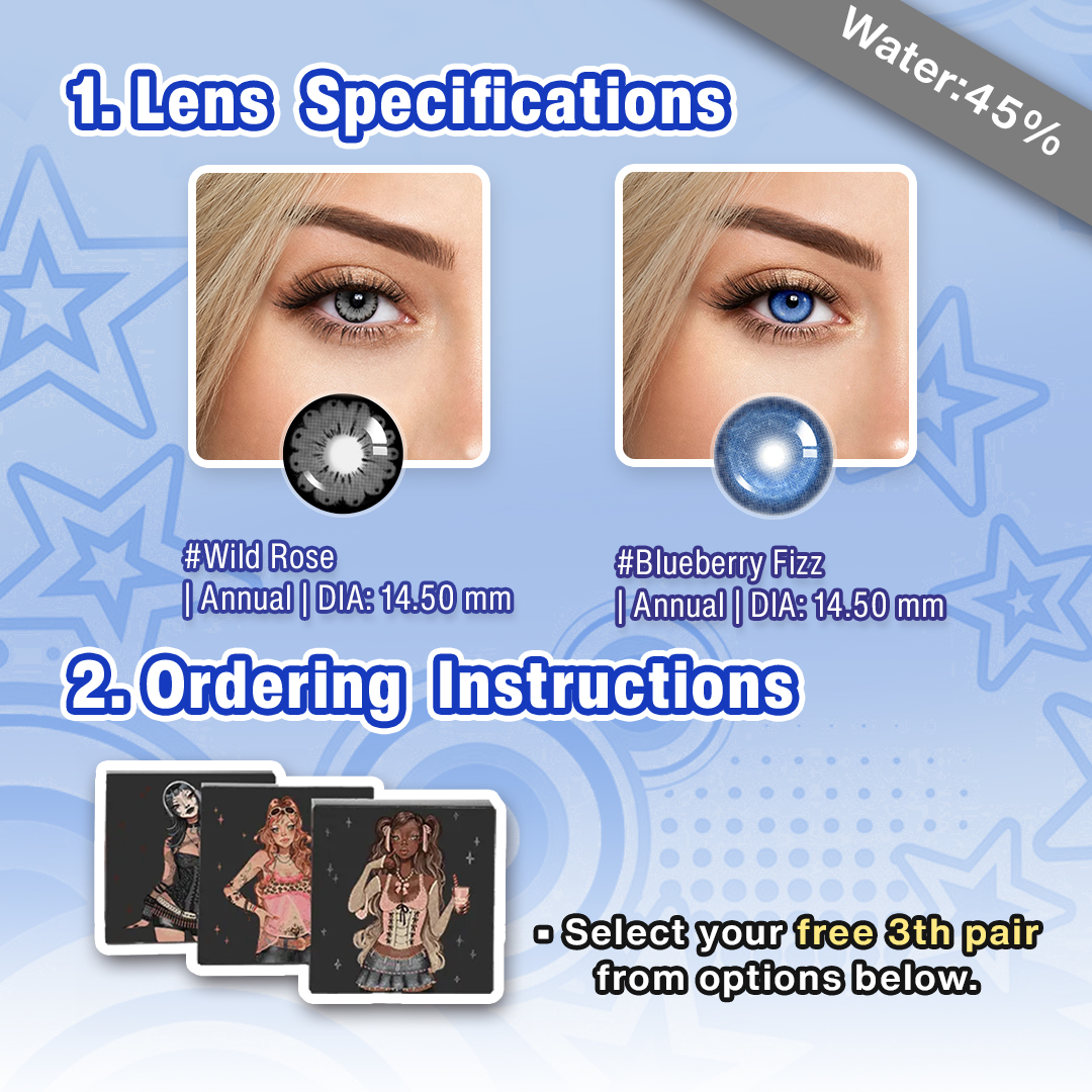 Back to School X 3 Pairs Blue Dolly Eye Set | Bigger (Customized✨)
