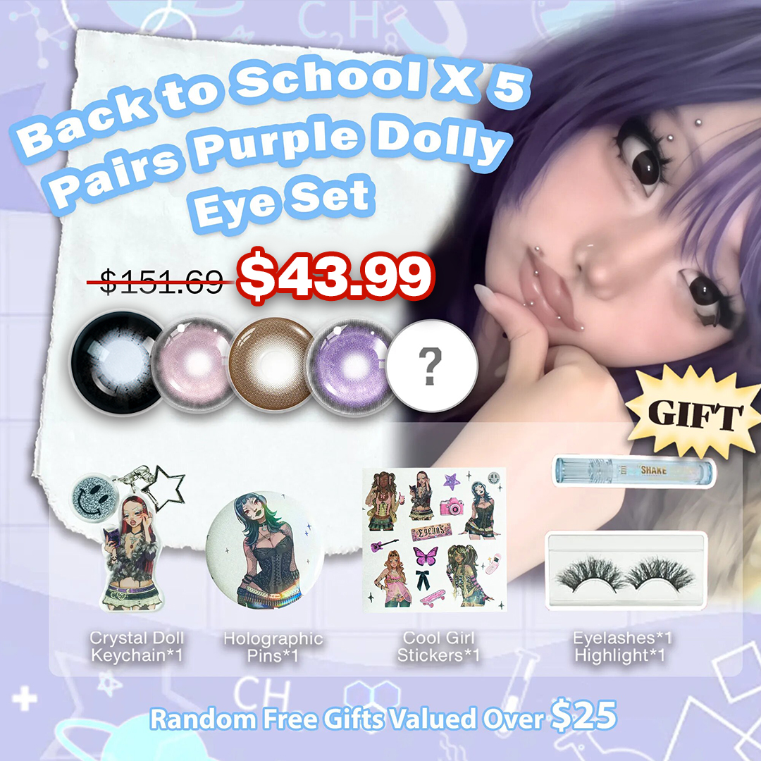 Back to School X 5 Pairs Purple Dolly Eye Set | Bigger | 16mm (Customized✨)