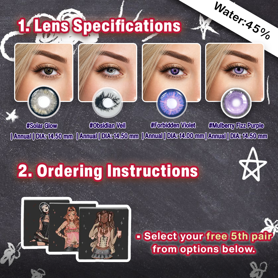 Back to School X 5 Pairs Purple Dolly Eye Set | Bigger (Customized✨)