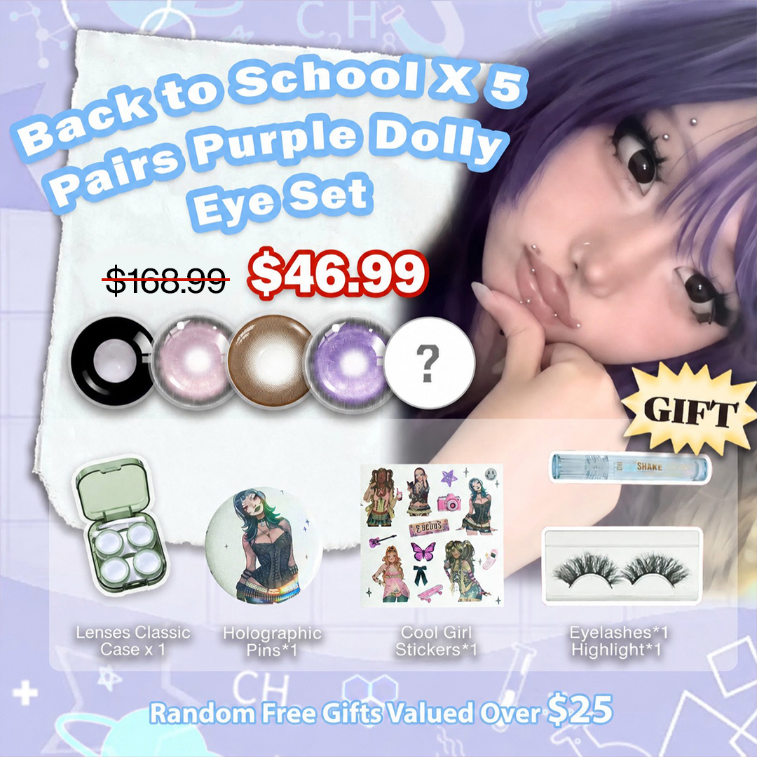 Back to School X 5 Pairs Purple Dolly Eye Set | Bigger (Customized✨)