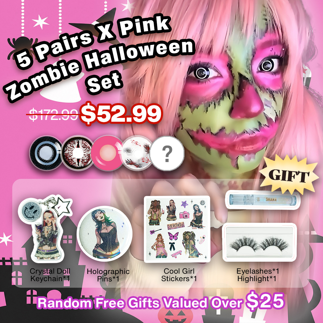 5 Pairs X Pink Zombie Halloween Set | Enlarge (Customized✨)