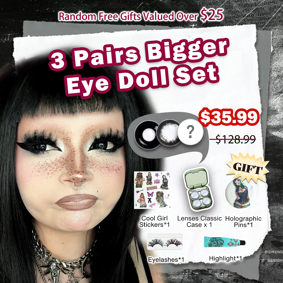 3 Pairs Bigger Eye Doll Set | Black (Customized✨）
