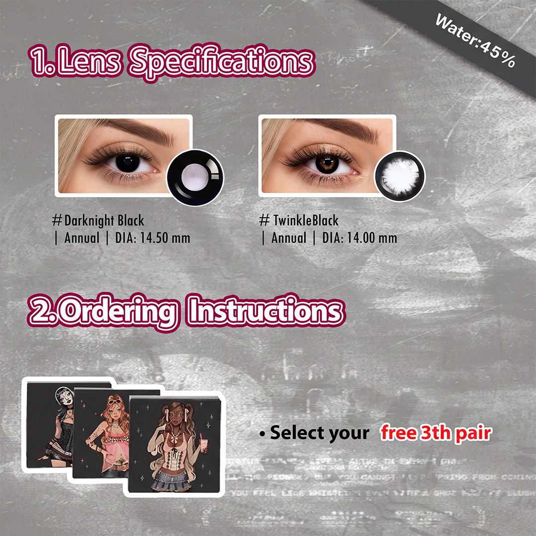3 Pairs Bigger Eye Doll Set | Black (Customized✨）