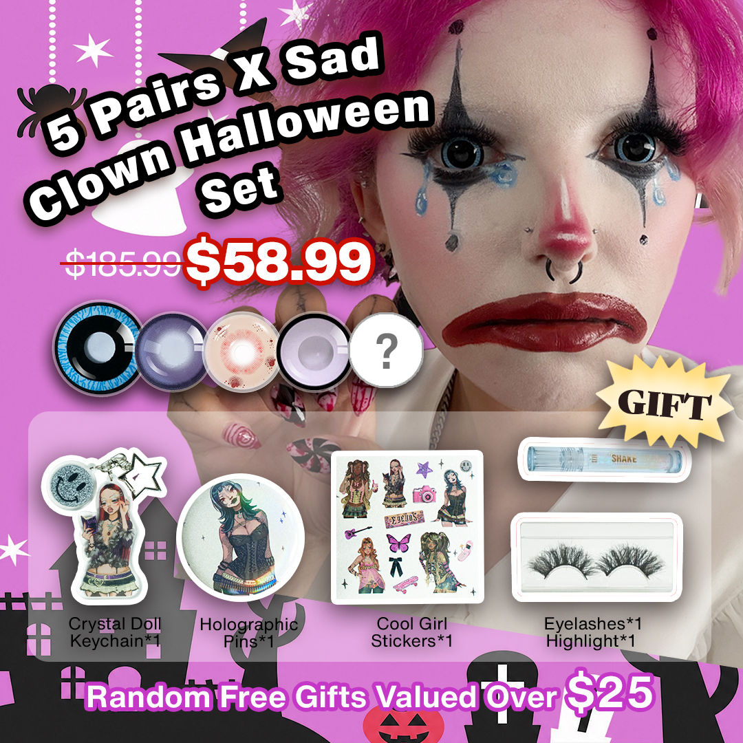 5 Pairs X Sad Clown Halloween Set | 17mm (Customized✨)