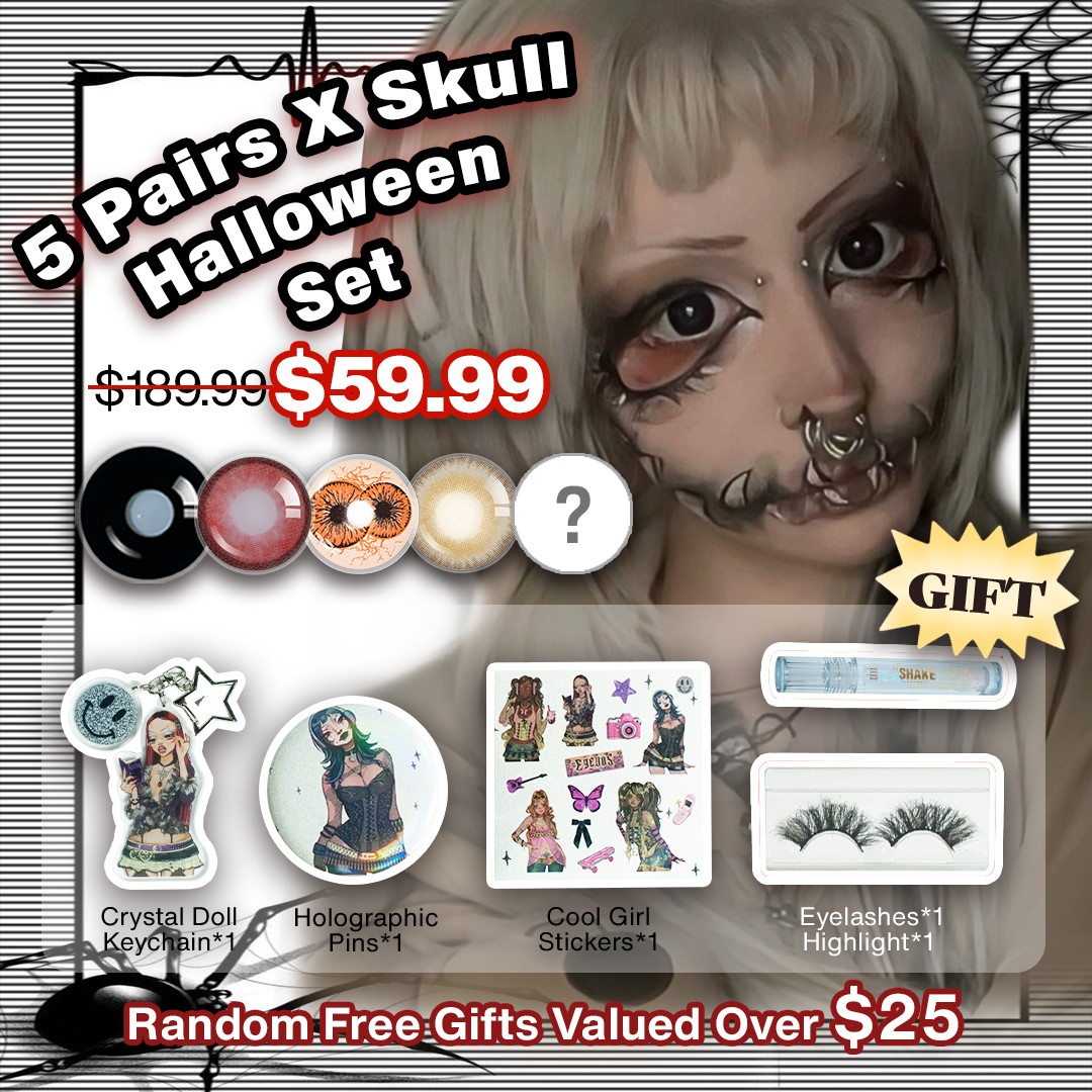 5 Pairs X Skull Halloween Set | 17mm (Customized✨)
