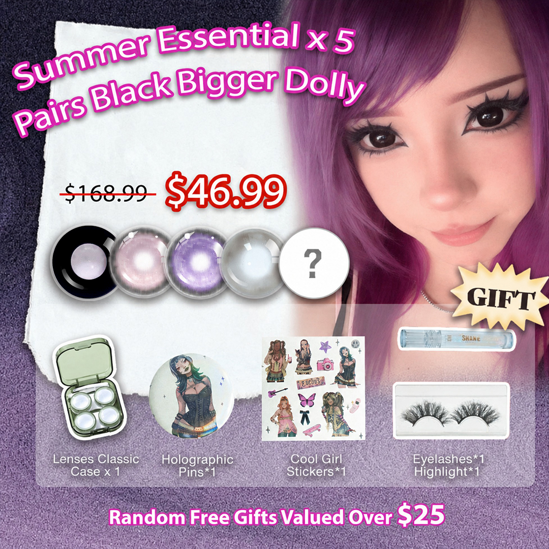 Summer Essential x 5 Pairs Black Bigger Dolly Contacts Set | Enlarge (Customized✨)