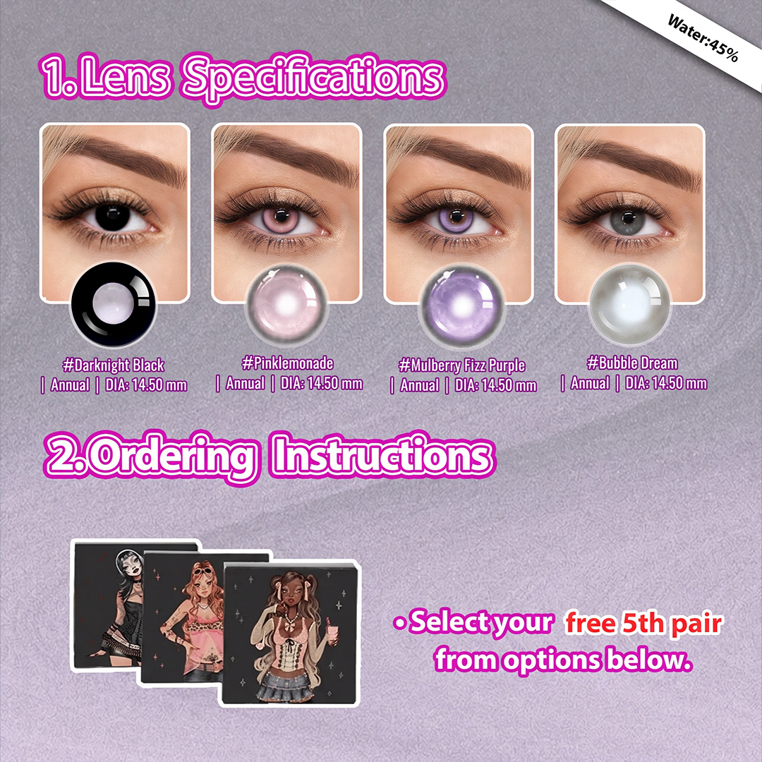 Summer Essential x 5 Pairs Black Bigger Dolly Contacts Set | Enlarge (Customized✨)