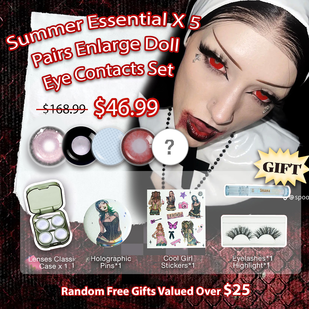 Summer Essential X 5 Pairs Enlarge Doll Eye Contacts Set | Red (Customized✨）